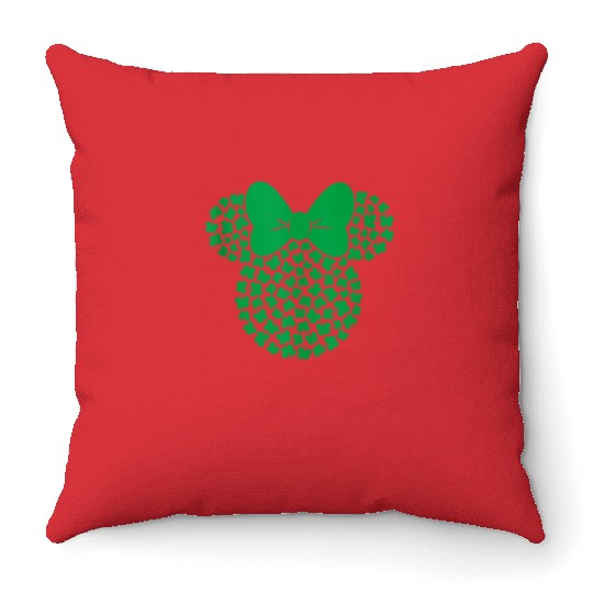 Disney Minnie Mouse Icon Green Shamrocks St Patricks Day Throw Pillows