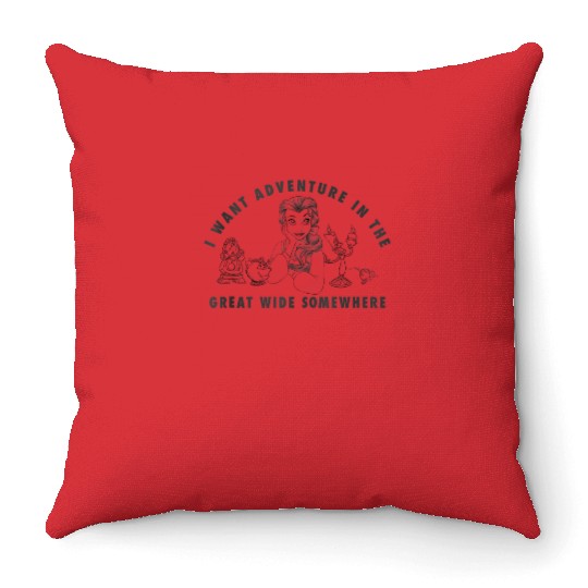 Disney Beauty And The Beast Belle I Want Adventure Throw Pillows