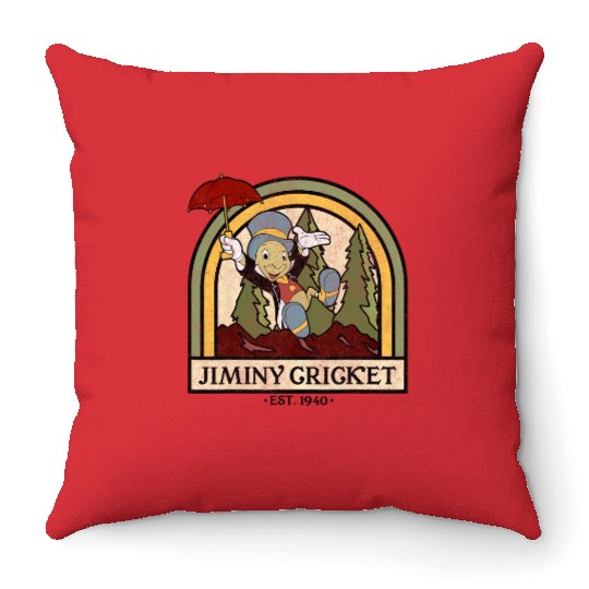 Disney Pinocchio Jiminy Cricket Established 1940 Throw Pillows