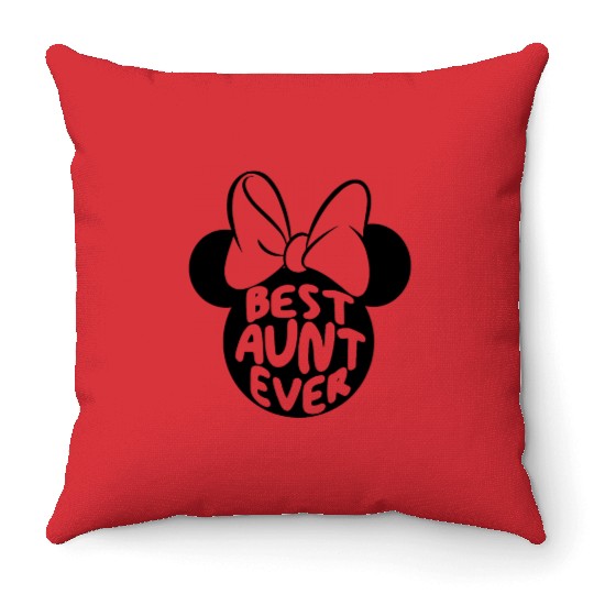 Disney Minnie Mouse Cute Best Aunt Ever Big Chest Text Logo Throw Pillows