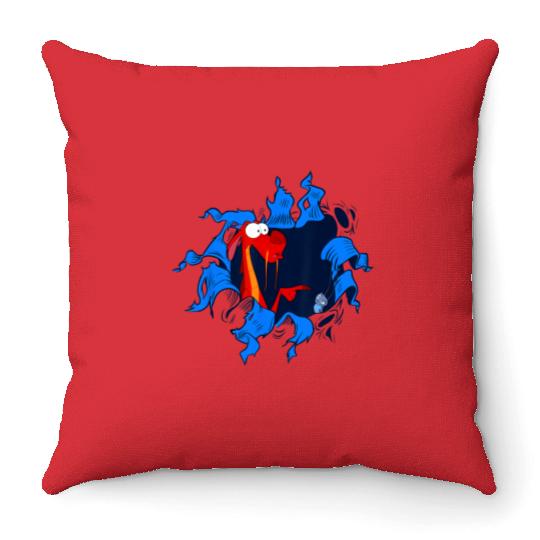 Disney Mulan Mushu Cri-Kee Takes The Blame Ripped Throw Pillows