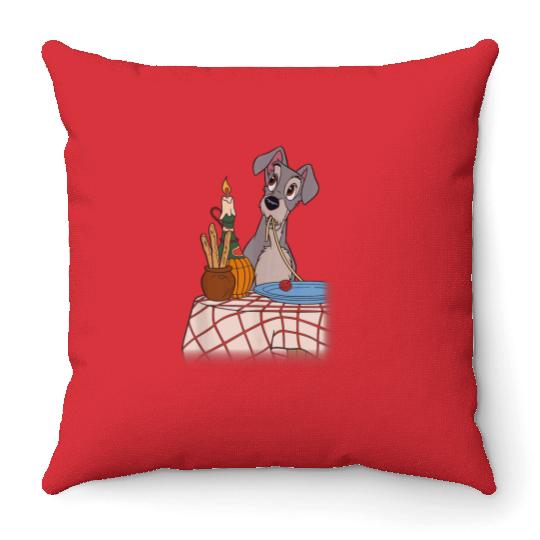 Disneyss Lady And The Tramp Iconic Spaghetti Scene Tramp Side Throw Pillows