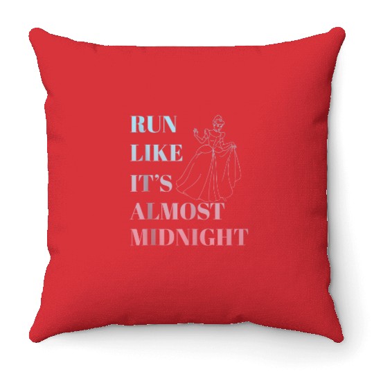 Disney Cinde Run Like Its Almost Midnight Text Throw Pillows