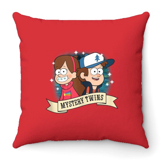 Disneyss Gravity Falls Dipper And Mabel Mystery Twins Logo Throw Pillows