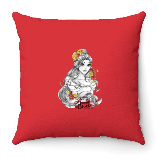 Disney Beauty And The Beast Belle Sketched Portrait Throw Pillows