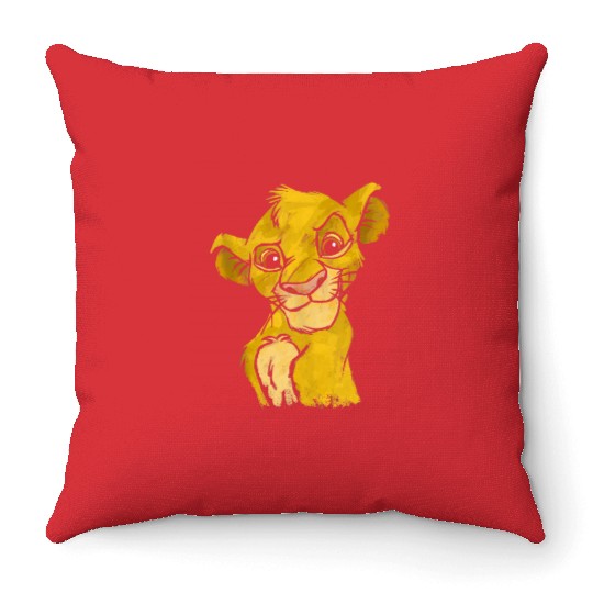 Disney Lion King Young Simba Smiling Portrait Sketch Throw Pillows