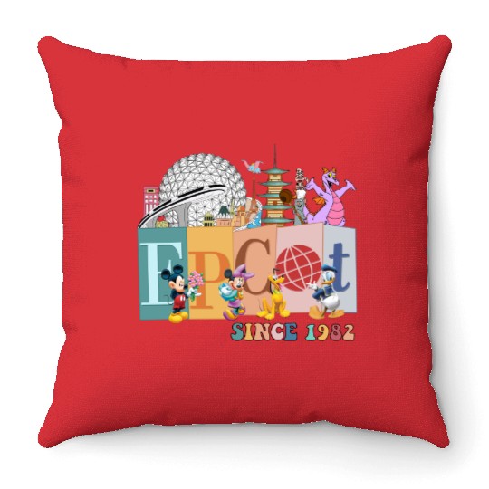 Disney  Colors Throw Pillows, Retro Disney Epcot Throw Pillows