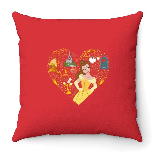 Disney Princess Belle Collage Heart Throw Pillows