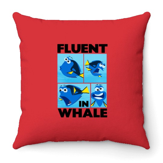 Disney Pixars Finding Dory Fluent in Whale Dory Box UPSs Throw Pillows