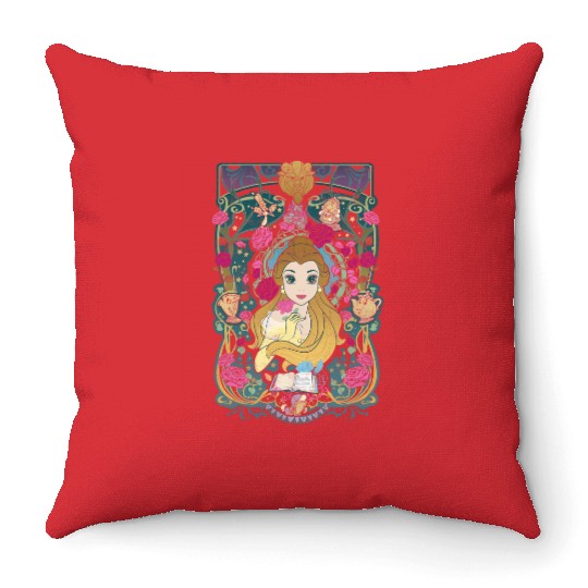 Disney Beauty And The Beast Belle Surrounded Graphic Throw Pillows