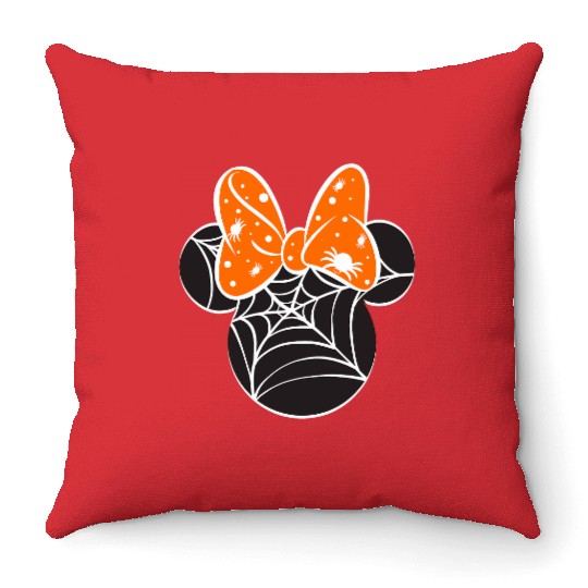 Disney Mickey & Friends Halloween Minnie Spider Web Logo Throw Pillows