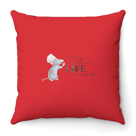 Disney 100 and Pixars's Ratatouille Remy Unpredictable Life Throw Pillows