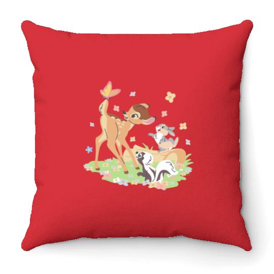 Disney Bambi Thumper & Flower Pastel Spring Easter Butterfly Throw Pillows