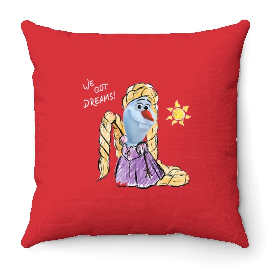 Disney Olaf Presents Tangled Rapunzel We Got Dreams Throw Pillows
