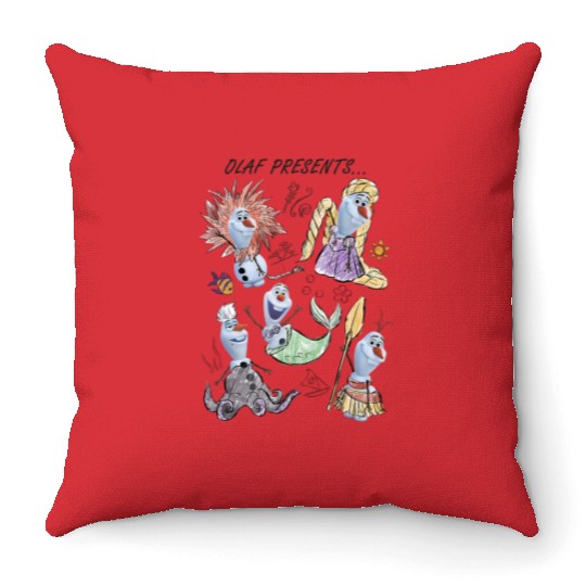 Disney Olaf Presents Costume Sketches Throw Pillows
