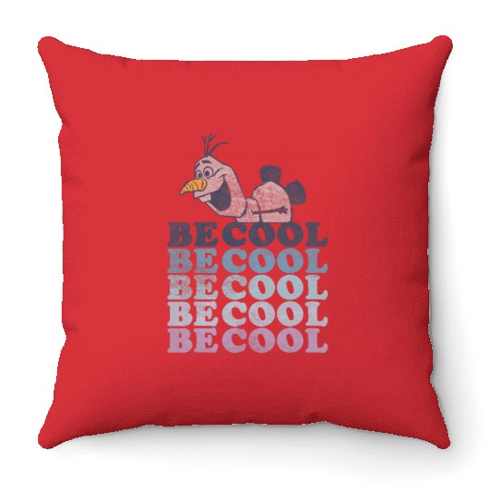disney frozens 2 Olaf Be Cool Colorful Word Stack Throw Pillows