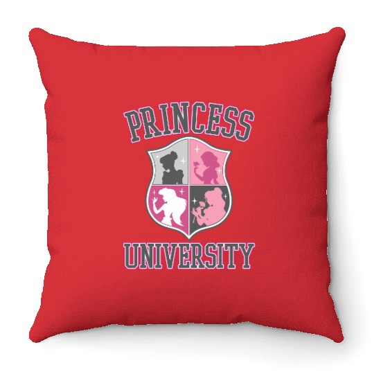 Disney Princess University College Text Logo Graphic Throw Pillows