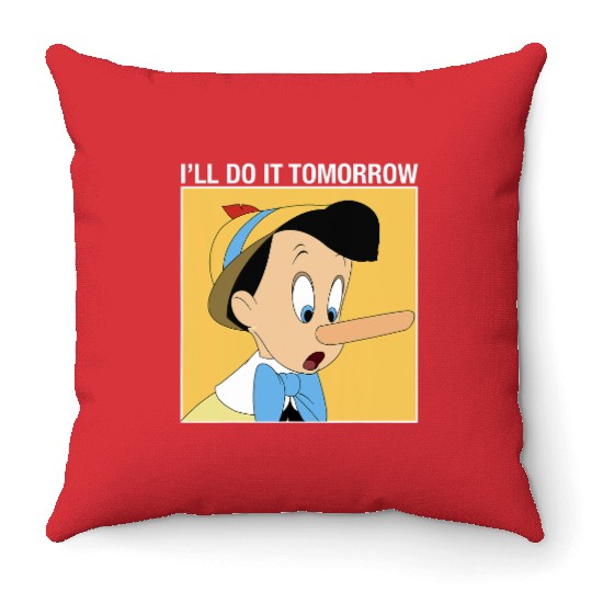 Disney Pinocchio Ill Do It Tomorrow Throw Pillows