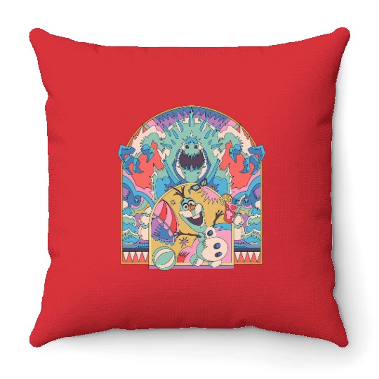 disney frozenss Olaf and Marshmallow Summer Fun Throw Pillows