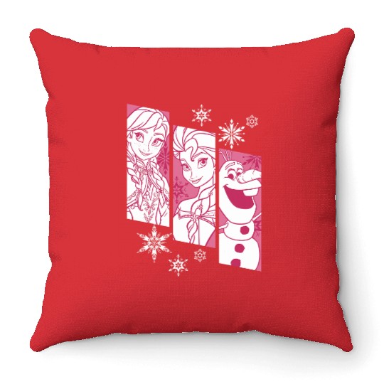 disney frozens Anna Elsa Olaf Snowflake Panel Graphic Throw Pillows