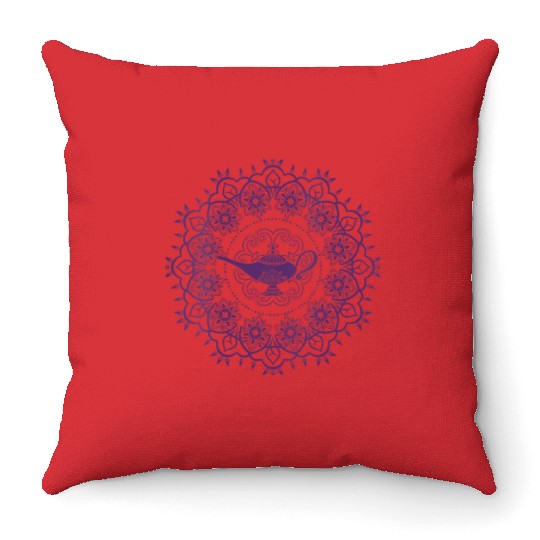 Disney Aladdin Magic Lamp Purple Mandala VNeck Throw Pillows