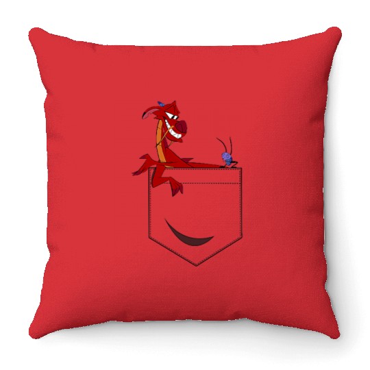 Disney Mulan Mushu Left Chest Pocket Graphic Throw Pillows