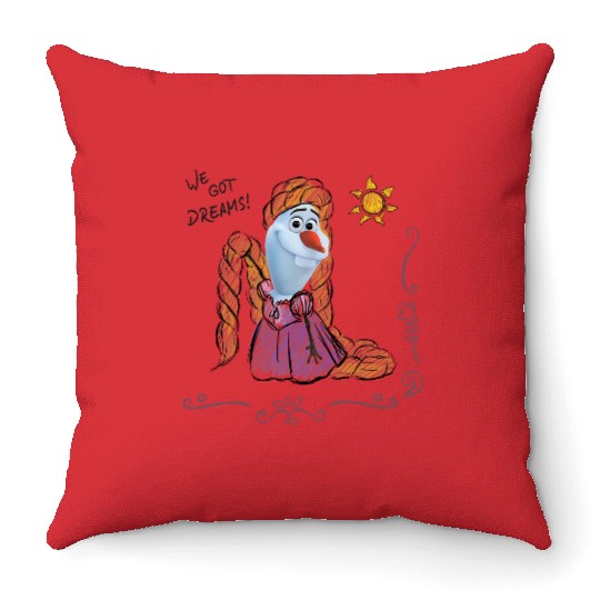 Disney Olaf Presents Rapunzel Costume Sketch Throw Pillows