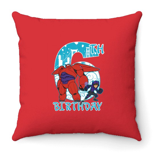 Disney Big Hero 6 Baymax Hiro 6th Birthday Graphic Throw Pillows