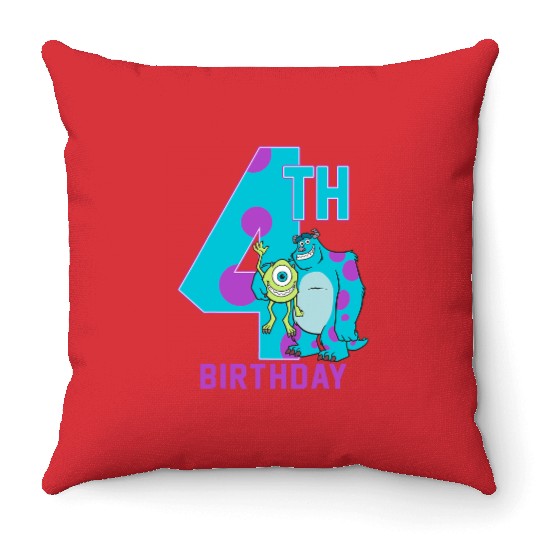 Disney Pixars Monsters Inc. Mike Sully Happy 4th Birthday Throw Pillows