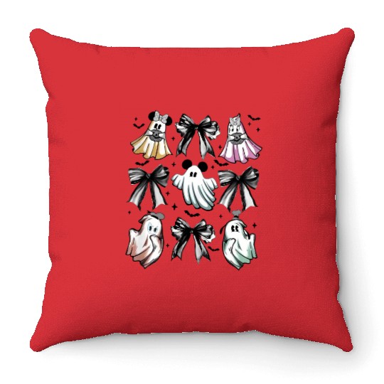 Mickey and Friends Ghost Coquette Bow Disney Halloween Throw Pillows