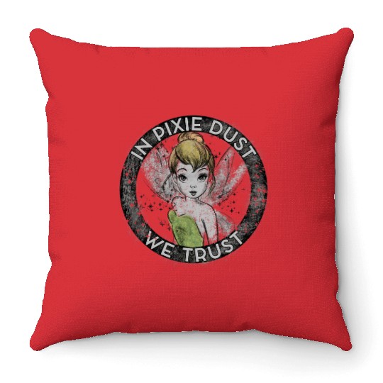 Disney Peter Pan Tinkerbell Circle In Pixie Dust We Trust Throw Pillows