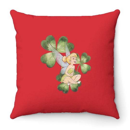 Disney Peter Pan St. Patricks Day Tinker Bell Clover Retro Throw Pillows