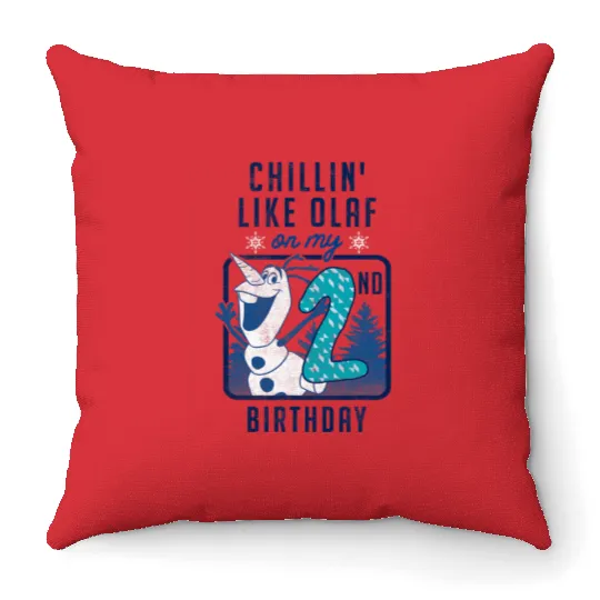 disney frozenss Olaf Chillin On My 2nd Birthday Throw Pillows