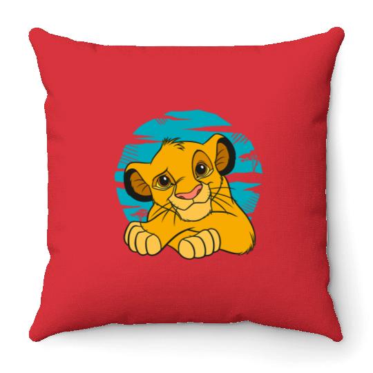 Disney The Lion King Young Simba Resting Blue 90s Throw Pillows