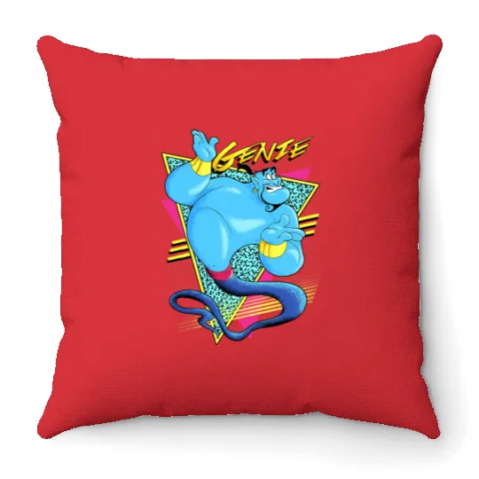 Disney Aladdin Genie Retro Abstract Portrait Logo Throw Pillows