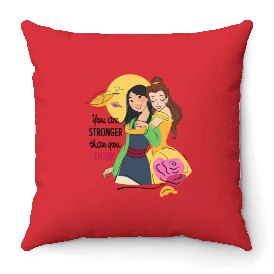 Disney Princess Mulan Belle Stronger Than You Think Throw Pillows