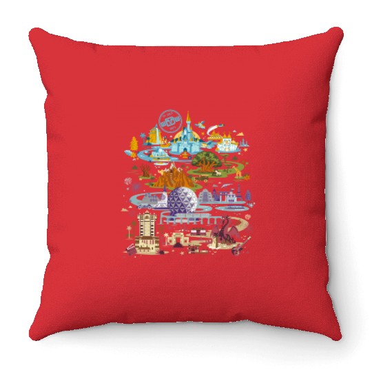 Vintage Disney Epcot Throw Pillows, Epcot 1982 Throw Pillows
