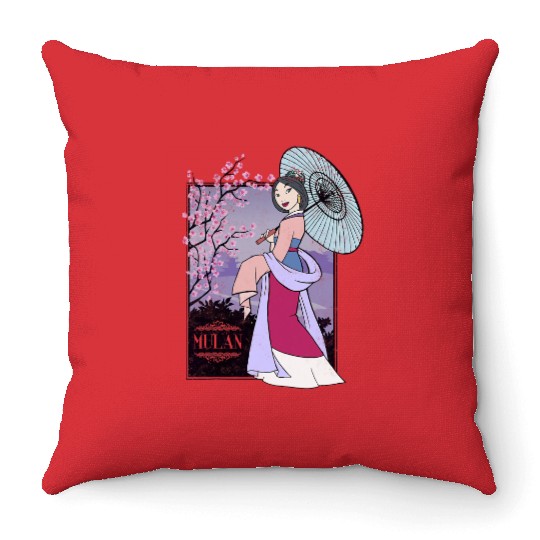 Disney Mulan Honor To Us All Cherry Blossoms Graphic Throw Pillows
