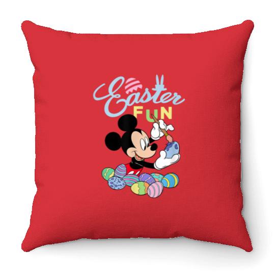 Disney Mickey Mouse Easter Fun Painting Eggs Throw Pillows