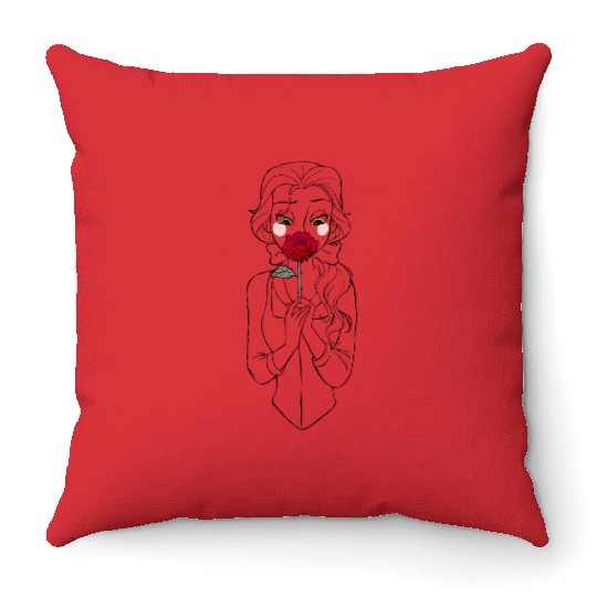 Disney Beauty and the Beast Belle And Rose Throw Pillows