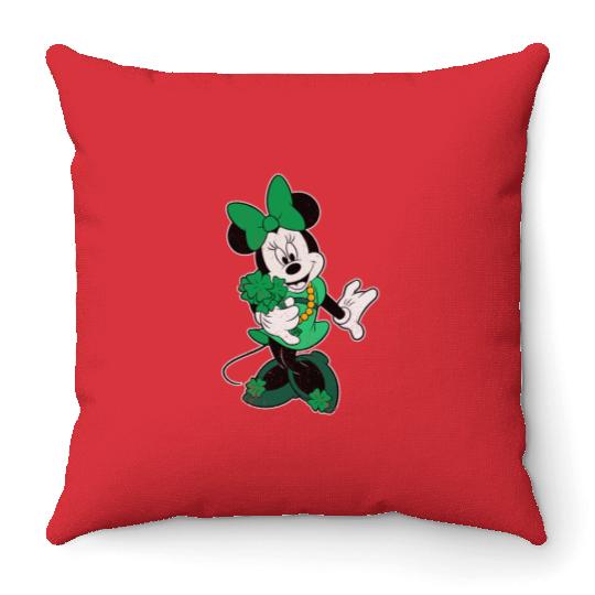 Disney Retro Shamrock Minnie Mouse St. Patricks Day Throw Pillows