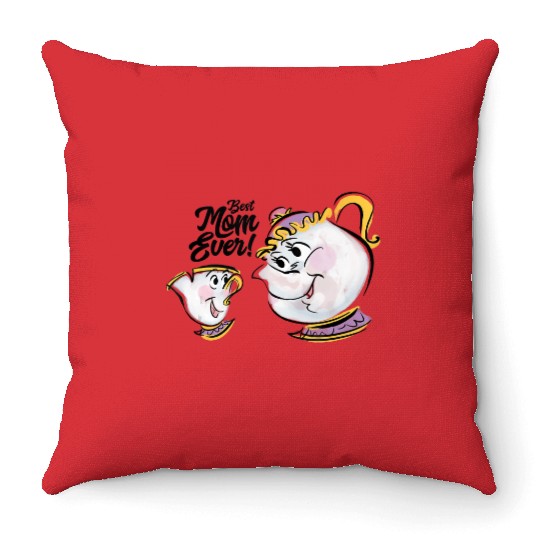 Disney Beauty and the Beast Chip Mrs. Potts Best Mom Ever Throw Pillows