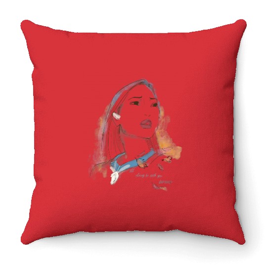 Disney Pocahontas Watercolor Portrait Quote Graphic Throw Pillows