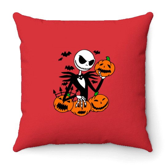 Jack Skellington Pumpkin Face Throw Pillows, Halloween Disney Throw Pillows