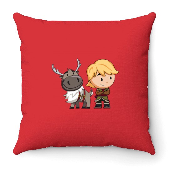 disney frozenss 2 Sven and Kristoff Chibi Art Throw Pillows