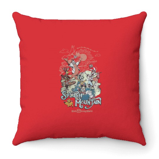 Vintage Disney Splash Mountain  Throw Pillows, Retro Splash Mountain Throw Pillows