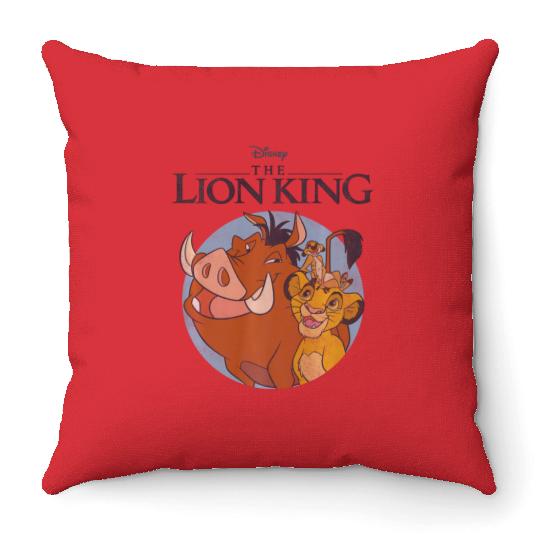 Disney The Lion King Timon Pumbaa Simba Portrait Logo Premium Throw Pillows