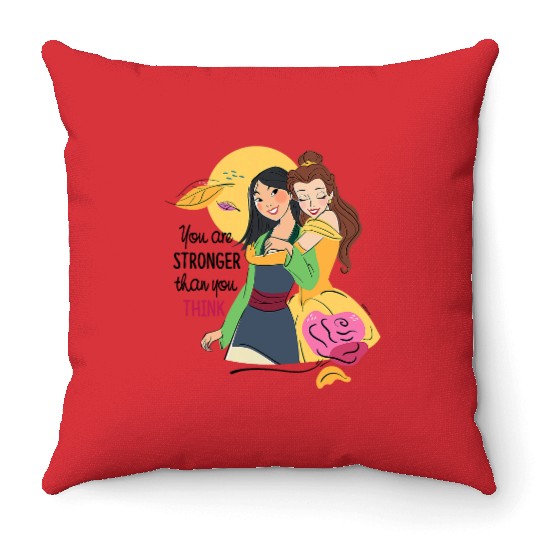 Disney Princess Mulan Belle Stronger Than You Think Throw Pillows