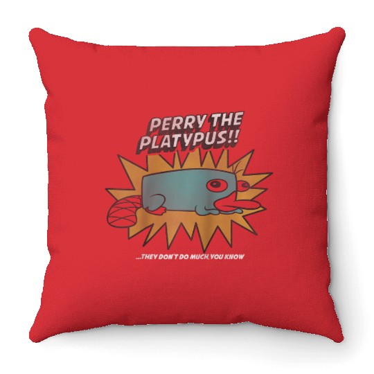 Disney Phineas And Ferb Perry The Platypus Raglan Baseball Tee Throw Pillows