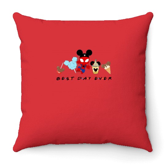 Spiderman Best Day Ever Throw Pillows, Baby Spiderman, Disney Snacks Throw Pillows
